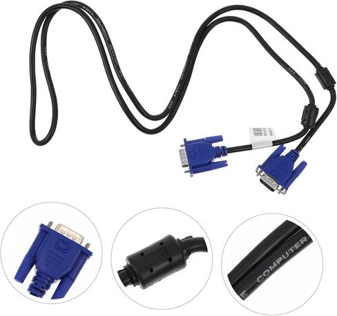 2pcs Multifunctional Vga Data Cable Wire Durable Heat Resistant for Computer Monitor Projector Notebook Compatible RGB Connector in Saudi Arabia