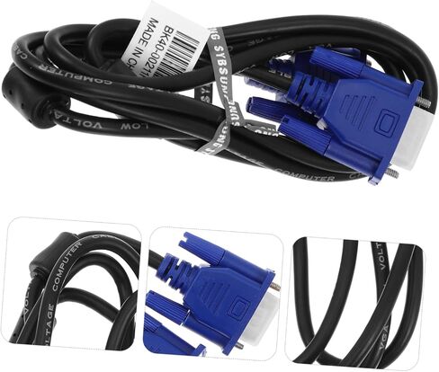 2pcs Multifunctional Vga Data Cable Wire Durable Heat Resistant for Computer Monitor Projector Notebook Compatible RGB Connector in Saudi Arabia