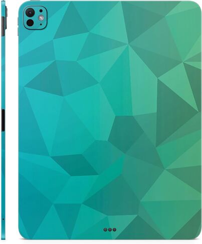 Skin Compatible with Apple iPad Pro 13 (M4) 2024 - Blue Green Polygon - Premium 3M Vinyl Protective Wrap Decal Cover - Easy to Apply | Crafted in The USA by MightySkins in Saudi Arabia