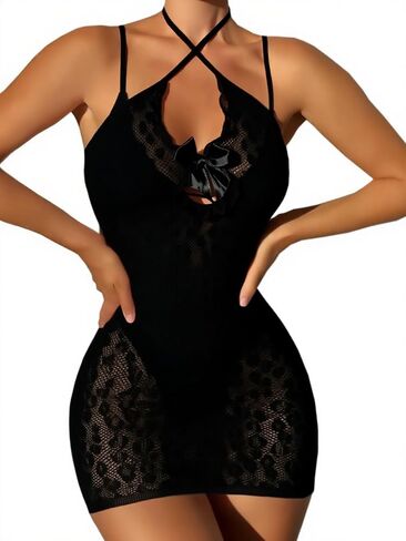 Lunedear Pink Fishnet Dress Women Sexy Mesh Holiday Festival Party Lingerie Shirts Bow Going out Dress Patterned Tights Beach Sundress Swimsuits Cover Up in Saudi Arabia