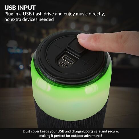 Supersonic SC-2335BT SodaBoom Multi-Color Glowing Portable Bluetooth Speaker with 4-Mode LED Light Show, TWS Pairing, USB Input, 1800mAh Battery, Silicone Carry Loop, Dust Cover, 10W Peak Power in Saudi Arabia