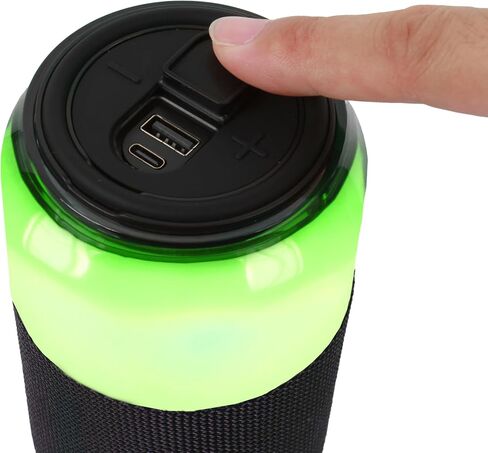 Supersonic SC-2335BT SodaBoom Multi-Color Glowing Portable Bluetooth Speaker with 4-Mode LED Light Show, TWS Pairing, USB Input, 1800mAh Battery, Silicone Carry Loop, Dust Cover, 10W Peak Power in Saudi Arabia