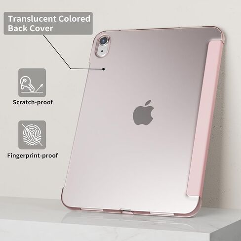 حالة لجيل iPad (A16) 11/10th (11/10.9 بوصة ، 2025/2022) بدون حامل قلم رصاص ، وغطاء واقعي قشّف شفاف شديد على الكمبيوتر الشخصي ، وقصة Trifold Smart و Auto/Wake ، وردي in Kuwait