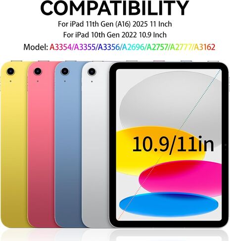 حالة لجيل iPad (A16) 11/10th (11/10.9 بوصة ، 2025/2022) بدون حامل قلم رصاص ، وغطاء واقعي قشّف شفاف شديد على الكمبيوتر الشخصي ، وقصة Trifold Smart و Auto/Wake ، وردي in Kuwait