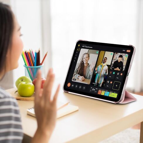 حالة لجيل iPad (A16) 11/10th (11/10.9 بوصة ، 2025/2022) بدون حامل قلم رصاص ، وغطاء واقعي قشّف شفاف شديد على الكمبيوتر الشخصي ، وقصة Trifold Smart و Auto/Wake ، وردي in Kuwait