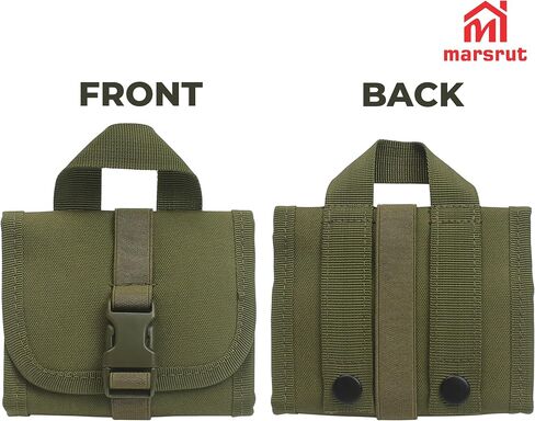 Ammo Wallet, Rifle Pouch for Bullets Holder Sleeve Cartridge Carrier Shell for Shotgun Gauge Firearm Ammunition, Foldable Tactical Molle with 14 Round Stock Belt Hunting Gear Utility (Green, Just Bag) in Saudi Arabia