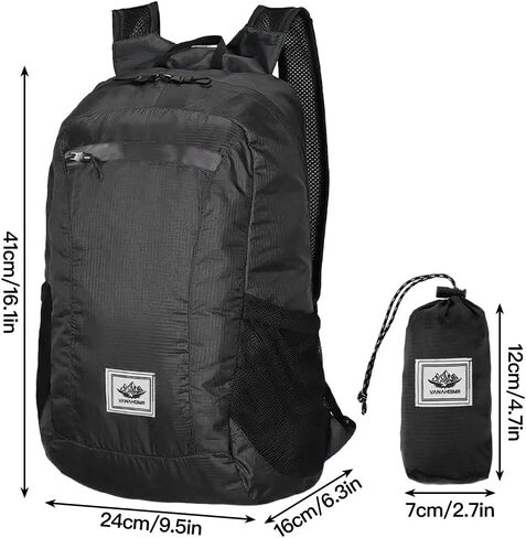 10 L Ultralight Packable Backpack, Black Travel Foldable Backpack Lightweight Collapsible Day Packs for Camping Hiking Outdoor Cycling Hiking Sports Gym in Saudi Arabia