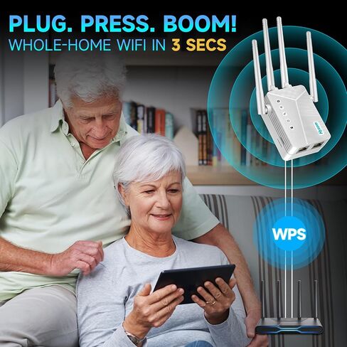 WiFi Extender Signal Booster - 2X Faster Internet Extender, Covers 13000 sq.ft Long Range, Dual Band Gigabit Ethernet Port, Supports 50+ Devices in Kuwait