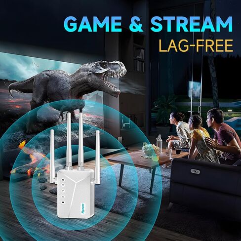 WiFi Extender Signal Booster - 2X Faster Internet Extender, Covers 13000 sq.ft Long Range, Dual Band Gigabit Ethernet Port, Supports 50+ Devices in Kuwait