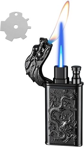 أخف وزناً شعلة ، تصميم Dragon Design Magic Dual Dual Wighter مع ضبط الفلاميتر ، ولاعات الطائرات الطائرات المقاومة للرياح ، ولخات البوتان القابلة لإعادة التعبئة للرجال الداخليين في الهواء الطلق (بدون البوتان)-Dragon in Kuwait