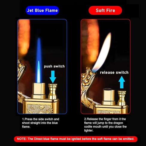 أخف وزناً شعلة ، تصميم Dragon Design Magic Dual Dual Wighter مع ضبط الفلاميتر ، ولاعات الطائرات الطائرات المقاومة للرياح ، ولخات البوتان القابلة لإعادة التعبئة للرجال الداخليين في الهواء الطلق (بدون البوتان)-Dragon in Kuwait