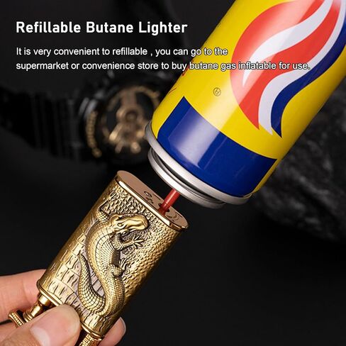 أخف وزناً شعلة ، تصميم Dragon Design Magic Dual Dual Wighter مع ضبط الفلاميتر ، ولاعات الطائرات الطائرات المقاومة للرياح ، ولخات البوتان القابلة لإعادة التعبئة للرجال الداخليين في الهواء الطلق (بدون البوتان)-Dragon in Kuwait