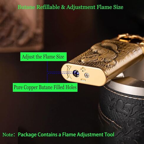 أخف وزناً شعلة ، تصميم Dragon Design Magic Dual Dual Wighter مع ضبط الفلاميتر ، ولاعات الطائرات الطائرات المقاومة للرياح ، ولخات البوتان القابلة لإعادة التعبئة للرجال الداخليين في الهواء الطلق (بدون البوتان)-Dragon in Kuwait