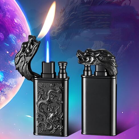 أخف وزناً شعلة ، تصميم Dragon Design Magic Dual Dual Wighter مع ضبط الفلاميتر ، ولاعات الطائرات الطائرات المقاومة للرياح ، ولخات البوتان القابلة لإعادة التعبئة للرجال الداخليين في الهواء الطلق (بدون البوتان)-Dragon in Kuwait