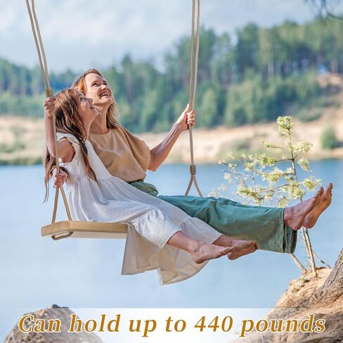 2 Pcs Wood Swing Seat Carbonized Hanging Wood Tree Swing Adjustable Anticorrosive Waterproof Wooden Swing 440lbs Load for Adult Kids Indoor Outdoor Backyard Play, 24 x 6.3 x 1.42 Inch in Saudi Arabia
