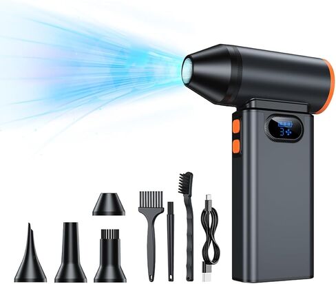 BC02 Cordless Air Duster ، 130k دورة في الدقيقة ، 180 واط ، 3 سرعات + توربو ، 6000 مللي أمبير في الساعة شحن سريع ، الألومنيوم ، للكمبيوتر/لوحة المفاتيح/السيارة ، رمادي كوني in Kuwait