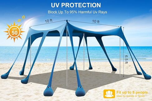 ملجأ شمسي شاطئية ، شمس التخييم ، شمس الشمس 10 × 10 أقدام مع 10 أكياس رملية ، مجرفة رملية ، أوتاد أرضية ، أعمدة الاستقرار ، مظلة شاطئية شمس الظل UPF50+ حماية للتخييم ، الصيد ، الفناء الخلفي ، الفناء الخلفي in Kuwait