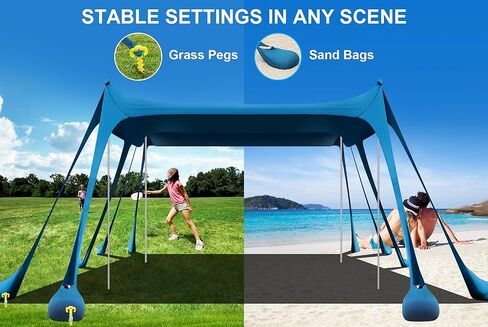 ملجأ شمسي شاطئية ، شمس التخييم ، شمس الشمس 10 × 10 أقدام مع 10 أكياس رملية ، مجرفة رملية ، أوتاد أرضية ، أعمدة الاستقرار ، مظلة شاطئية شمس الظل UPF50+ حماية للتخييم ، الصيد ، الفناء الخلفي ، الفناء الخلفي in Kuwait