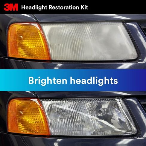 3M مجموعة ترميم المصابيح الامامية، عبوة من قطعتين، نظام ترميم المصابيح الامامية للسيارة سهل التحمل، منظف ومرمم للمصابيح الامامية للاستخدام مع المثقاب المنزلي in Kuwait
