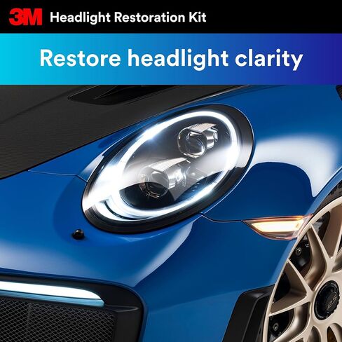 3M مجموعة ترميم المصابيح الامامية، عبوة من قطعتين، نظام ترميم المصابيح الامامية للسيارة سهل التحمل، منظف ومرمم للمصابيح الامامية للاستخدام مع المثقاب المنزلي in Kuwait