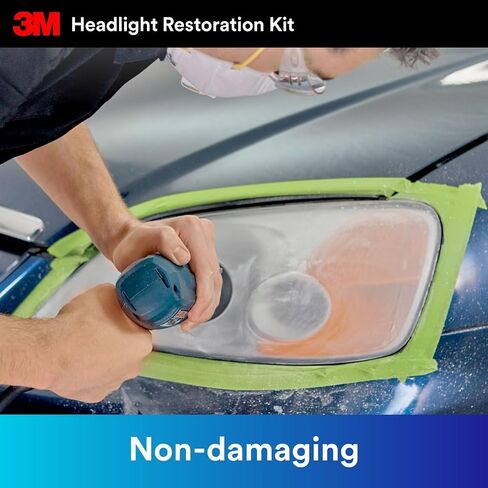 3M مجموعة ترميم المصابيح الامامية، عبوة من قطعتين، نظام ترميم المصابيح الامامية للسيارة سهل التحمل، منظف ومرمم للمصابيح الامامية للاستخدام مع المثقاب المنزلي in Kuwait