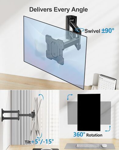 Huanuo Single Monitor Wall Mount لمدة تتراوح بين 17 و 34 بوصة ، ويحتوي على ما يصل إلى 44 رطلاً ، وشاشة حامل حائط كاملة مع الأسلحة المفصلية ، الدوران ، الدوران ، الميل ، Max Vesa 200x200 ، Black in Kuwait