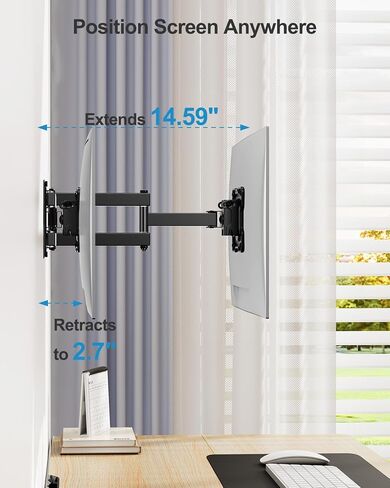 Huanuo Single Monitor Wall Mount لمدة تتراوح بين 17 و 34 بوصة ، ويحتوي على ما يصل إلى 44 رطلاً ، وشاشة حامل حائط كاملة مع الأسلحة المفصلية ، الدوران ، الدوران ، الميل ، Max Vesa 200x200 ، Black in Kuwait