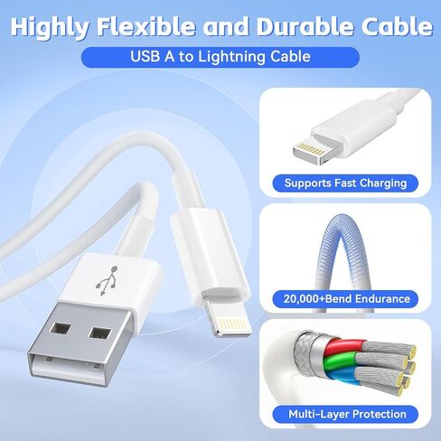 3pack Car Car Carplay Cable ، سلك شاحن السيارة ، USB A إلى Cable Cable ، 3.3 قدم ، iPhone متوافق 14/13/11/11/PRO/MAX/XR/XS/X/X/8/7/6S Plus/5S/SE 3RD/IPAD Pro/Air/Mini Cable Cable in Saudi Arabia