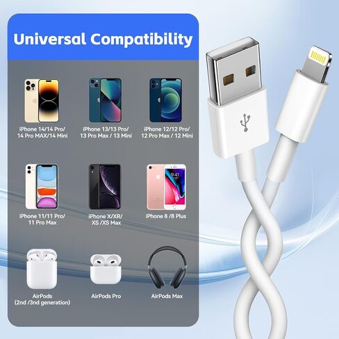 3pack Car Car Carplay Cable ، سلك شاحن السيارة ، USB A إلى Cable Cable ، 3.3 قدم ، iPhone متوافق 14/13/11/11/PRO/MAX/XR/XS/X/X/8/7/6S Plus/5S/SE 3RD/IPAD Pro/Air/Mini Cable Cable in Saudi Arabia