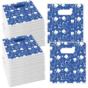 200 Pcs Tooth Patient Care Dental Bags 9 x 8 Inches Plastic Merchandise Bags Dental Bags for Patients Dental Clinics Patient Encouragement Gifts Party Favors (Character)