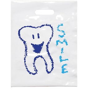 Smile Tooth Dental Giveaway Bags, 9" x 12", 100 Pack