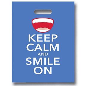 Keep Calm And Smile On Dental Giveaway Bags, 7-3/4" x 9", 100 Pack
