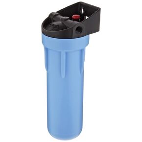 Pentair Pentek 158643 3G Slim Line Filter Housing, 3/8" NPT #10 Under Sink Clear Water Filter Housing, Integral Bracket Cap with Pressure Relief Button, 10 Inch, Blue/Clear