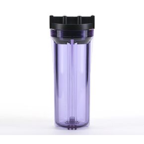 Hydronix HF3-10CLBK12, 10" Clear Housing with Black Rib Cap For RO & Filtration Systems, 1/2" Ports