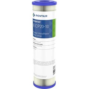 Pentair Pentek ECP1-10 Sediment Water Filter, 10-Inch, Under Sink Pleated Cellulose Polyester Replacement Cartridge, 10" x 2.5", Tan End-Cap, 1 Micron