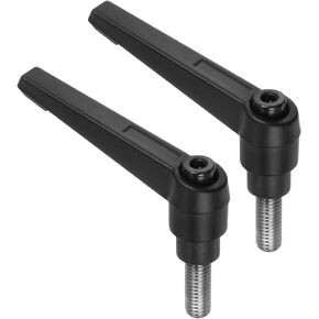 uxcell 2pcs Clamping Lever Handles, M8 x 25mm 304 Stainless Steel Threaded Male Stud, Adjustable Handles Locking Quick Release Ratchet Push Button Bolt Knobs, Black