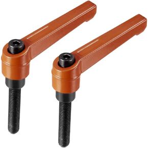uxcell M6 x 50mm Handle Adjustable Clamping Lever Thread Push Button Ratchet Male Threaded Stud Knobs Rotating Screw Handles Bolts with Locking Lever Black 2pcs