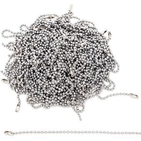 Stainless Steel Ball chain Tag Key Chain Connector 6 Inch Long 2.4mm Bead Dia 100 Pcs