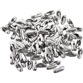 uxcell Ball Chain Connector, 2mm Ball Chains Clasp Crimp Clips Link Stainless Steel Connection, Pack of 100