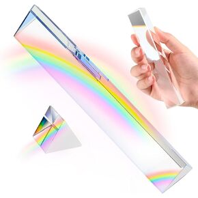 2pcs Clear Triangular Prism,Prisms Set -6" & 1" Lengths Optical Prisms for Teaching Light Spectrum Physics and Photo Photography Prism