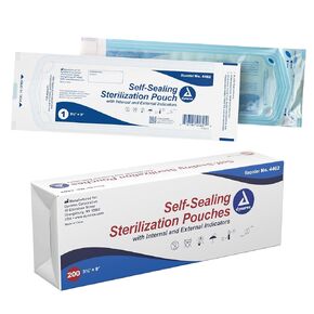 Dynarex Sterilization Pouches - Self-Sealing Autoclave Bags for Medical, Dental, Tattoo & Nail Care Tools - Blue-Tinted Transparent Cover, Dual Color Indicators - 2.25" x 2.75", 1 Box of 200