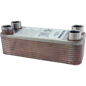 Duda Energy HX1220:F12 B3-12A 20 Plate Stainless Steel Heat Exchanger with 1/2" Female NPT Ports Copper Brazed, 2" Height, 2.9" Width, 7.5" Length
