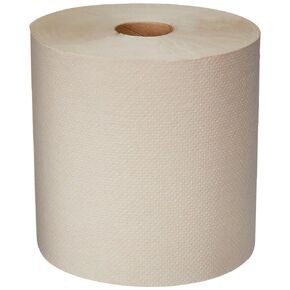 AmazonCommercial 1-Ply Kraft Hard Roll Paper Towels, Bulk for Business, Made from 100% Recyclable Material, Compatible with Universal Dispensers, 4800 Count (6 Rolls of 800 Feet), Brown