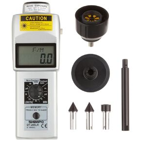 Shimpo DT-205LR Dual Contact/Non-Contact Handheld Tachometer with 6" Wheel, LCD Display, 6-99999rpm Range