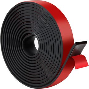 Adhesive Rubber Strips with Adhesive Backing Self Stick Neoprene Solid Rubber Sheets Rolls Strips for Gaskets Pads Seals Crafts Protection (2" Wide x 1/16" Thick x 10' Long)