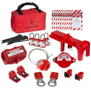 TRADESAFE Professional Lockout Tagout Kit - Loto Locks, Gate Valve Lock, Ball Valve Lockout, Circuit Breaker Locks, Hasps, Plug Lock, Cable Lockout, Tag Out Tags and Ties Set (1 Key Per Lock)