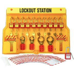 Lockout Tagout Station with 10 Safety Padlocks,4 Hasps,40 Lockout Tags,40 Nylon Ties,Loto Station for 10 Safety Padlocks, Lockout Safety Supply for OSHA Compliance