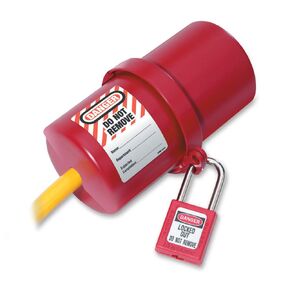 Master Lock 487 Lockout Tagout Rotating Electrical Plug Lockout, 110 & 220 Volt Plugs,Red