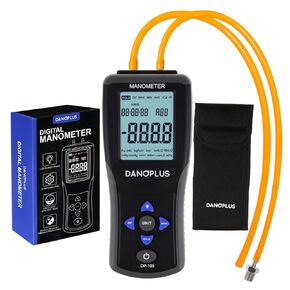 Manometer Digital Manometer Gas Pressure Tester Professional 12 Selectable Units Differential Manometer Gauge HVAC Air Pressure Meter with Large LCD Display Backlight, Data Record Funtion