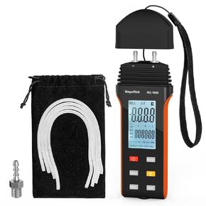 Manometer Gas Pressure Meter,11 Selectable Units Differential Pressure Gauge Dual-Port Manometer Air Pressure Meter HVAC Digital Manometer with Backlight Data Record RQ-189B